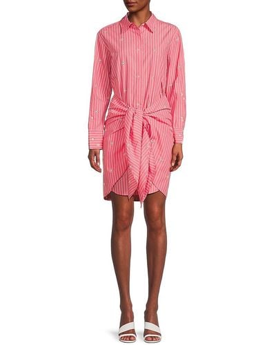 10 Crosby Derek Lam Charlotte Striped Shirt Dress - Pink