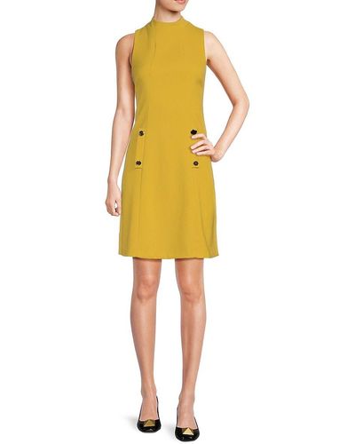 Eliza J Classic Button Sheath Dress - Yellow