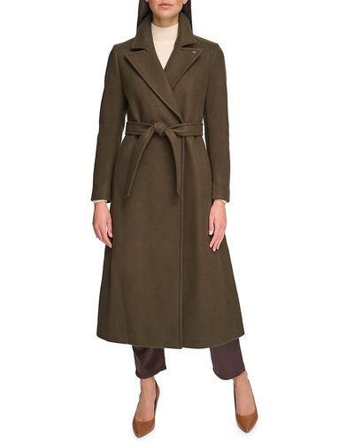 Calvin Klein Belted Wrap Coat - Green