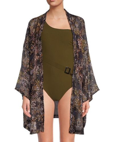 Miraclesuit Print Coverup Robe - Green