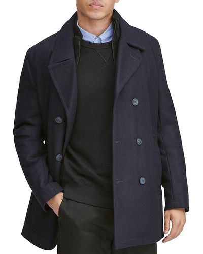 Andrew Marc Burnett Double-breasted Wool-blend Coat Jacket - Black