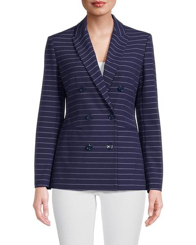 Love Moschino Striped Double Breasted Jacket - Blue