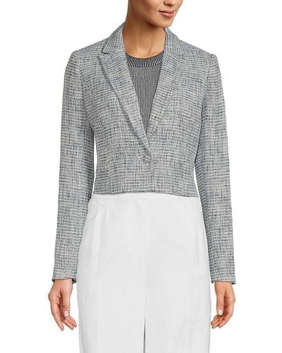 Calvin Klein Textured Cropped Blazer - Grey
