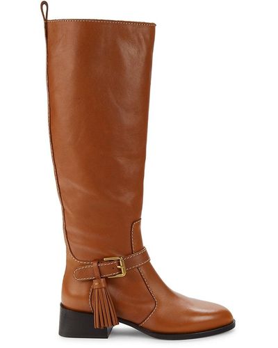 See By Chloé Lory Tassel Leather Knee High Boots - Brown