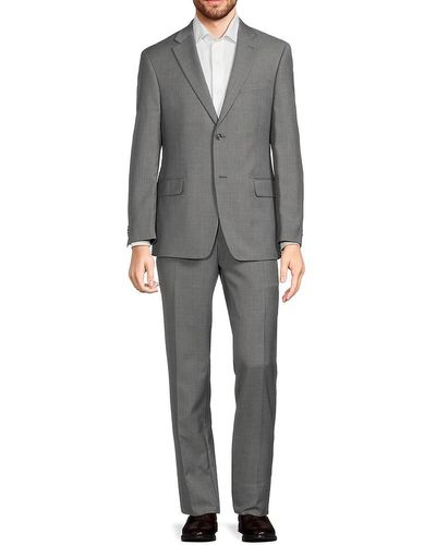 Saks Fifth Avenue Saks Fifth Avenue Modern Fit Mini Check Wool Suit - Gray
