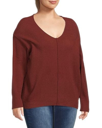 Dex Plus Dropped Shoulder Sweater - Red