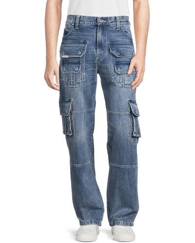 RTA High Rise Cargo Jeans - Blue