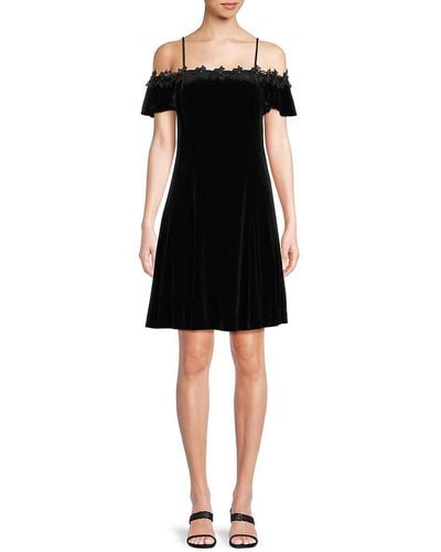 Kensie Lace Off The Shoulder Mini A-line Dress - Black