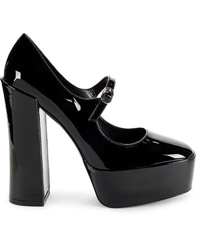 Stuart Weitzman Patent Leather Mary Jane Platform Court Shoes - Black