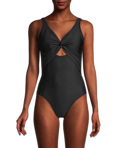 St. John Dkny Twist-front One-piece Swimsuit - Black