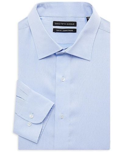 Saks Fifth Avenue Slim Fit Pinstripe Shirt - Blue
