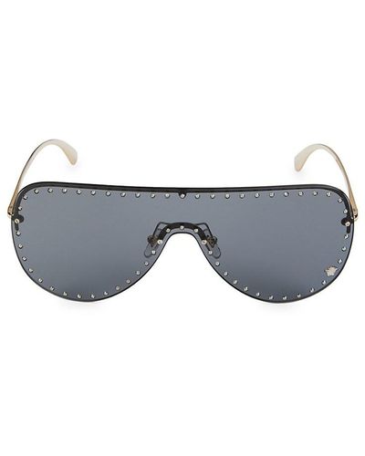Versace 63mm Studded Aviator Shield Sunglasses - Gray