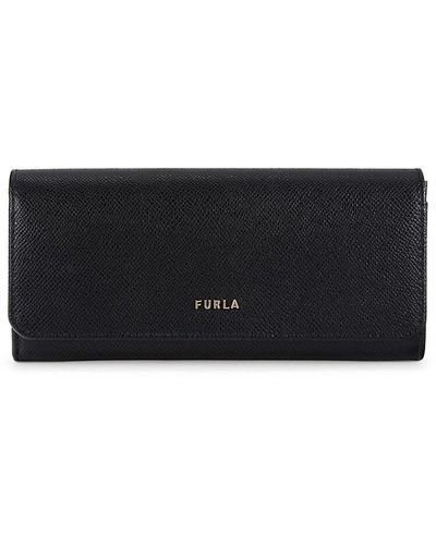Furla Logo Leather Continental Wallet - Black