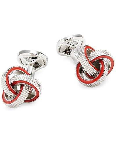 Tateossian Saks Rhodium Plated Twist Cufflinks - Pink