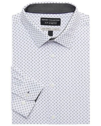 Report Collection Slim Fit Geometric Print Dress Shirt - White