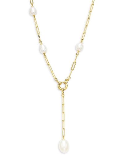 Lafonn 18k Goldplated Sterling Silver & 14mm Cultured Freshwater Pearl Lariat Necklace - Metallic