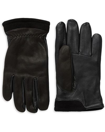 UGG Capitan Faux Fur-Lined Leather Tech Gloves - Black