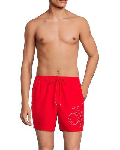 Calvin Klein Logo Drawstring Shorts - Red