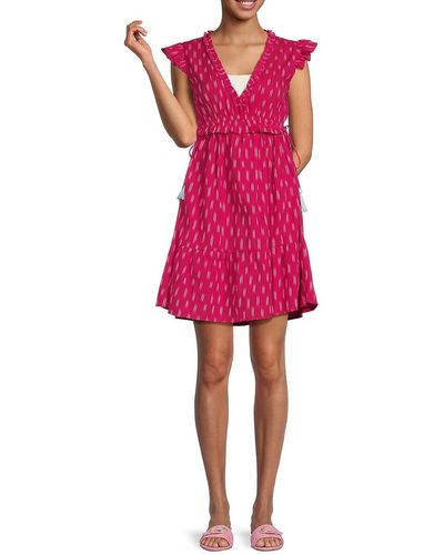 MER ST BARTH 'Coralie Ikat Print Mini Dress - Pink