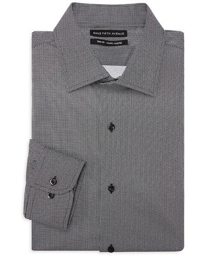 Saks Fifth Avenue Trim Fit Woven Sport Shirt - Gray