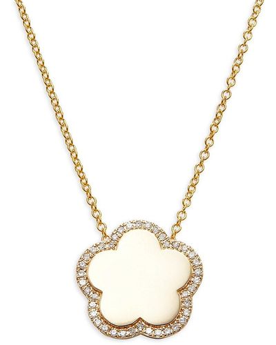 Effy 14k Yellow Gold & 0.16 Tcw Diamond Flower Pendant Necklace - Metallic