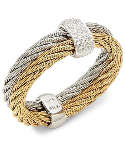 Alor 18K, Diamond & Stainless Steel Cable Ring - Metallic