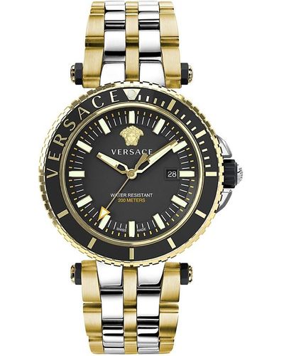 Versace V-Race Dive Two-Tone Stainless Steel Chronograph Bracelet Watch - Metallic
