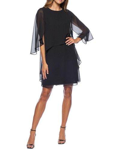 Marina Flutter Sleeve Chiffon Dress - Black