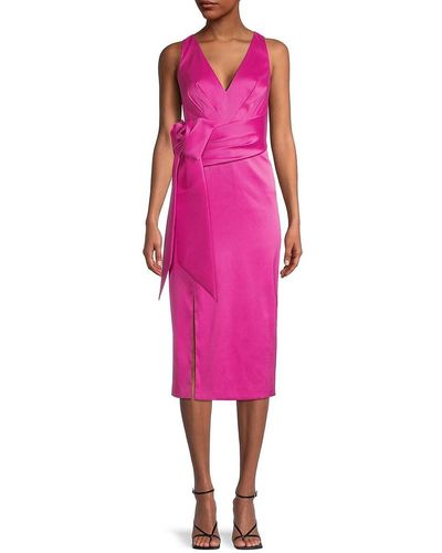 Adrianna Papell Bow Sash Sheath Dress - Pink