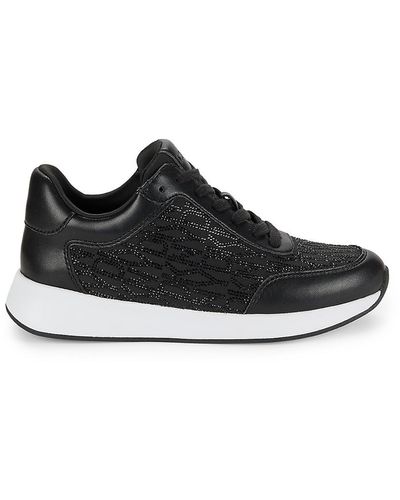 DKNY Embellished Logo Low Top Sneakers - Black