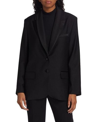 Twp Layered Lapel Tuxedo Jacket - Black