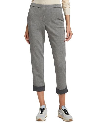 Theory Treeca Elasticized Ankle Crop Trousers - Grey