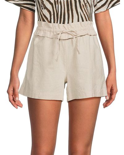 Saks Fifth Avenue Saks Fifth Avenue Paperbag Linen Blend Shorts - Natural