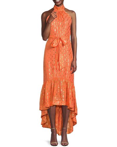 Ramy Brook Kenza Silk Blend Midi Dress - Orange