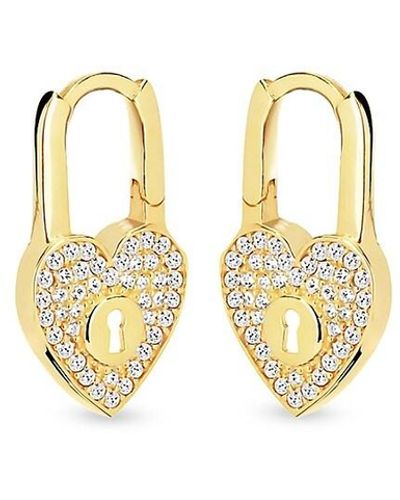 Gabi Rielle Love Struck Luxe Locket 14k Gold Vermeil & Pavé Cubic Zirconia Huggie Earrings - Metallic