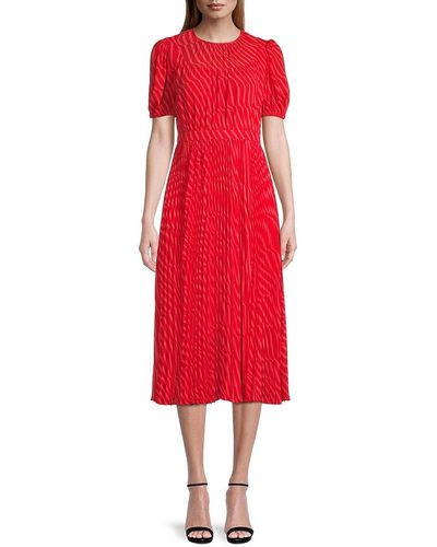 Alice By Temperley Elyse Striped Pleated Midi Dress - Red