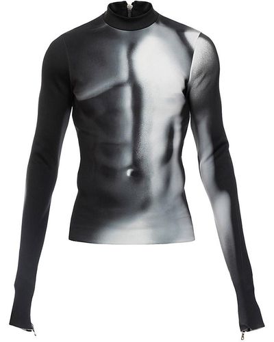 Balmain Body Print Fitted Top - Black