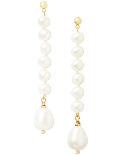 Kate Spade Pearl Play Gold Plated, Cubic Zirconia & Faux Pearl Linear Earrings - White