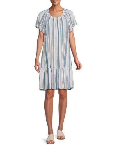 Bobeau Striped Dress - Blue