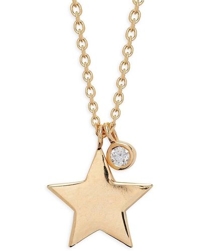 Saks Fifth Avenue 14k Yellow Gold & 0.024 Tcw Diamond Star Pendant Necklace - Metallic