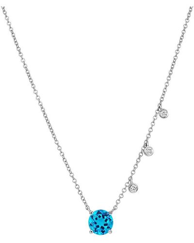 Meira T 14k White Gold, Diamond & Blue Topaz Necklace