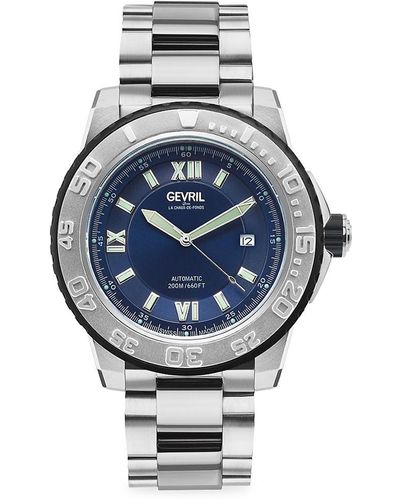 Gevril Seacloud 45Mm Stainless Steel & Open-Heart Back Bracelet Watch - Blue