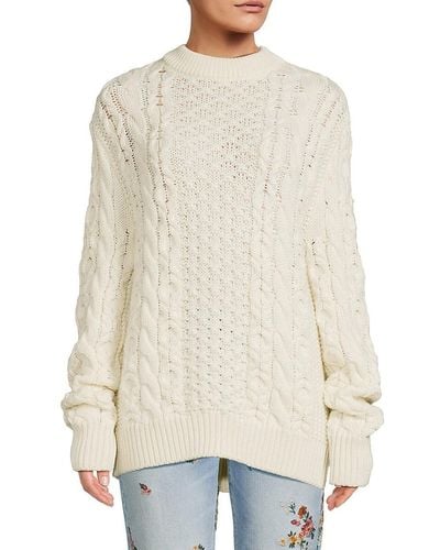Brandon Maxwell 'Cable Knit Virgin Wool Sweater - White