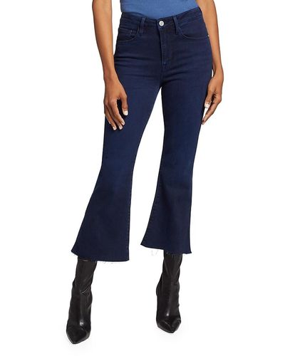 FRAME High Rise Cropped Flare Jeans - Blue