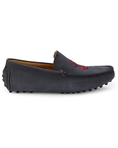 Saks Fifth Avenue Saks Fifth Avenue Anchor Suede Driving Loafers - Black