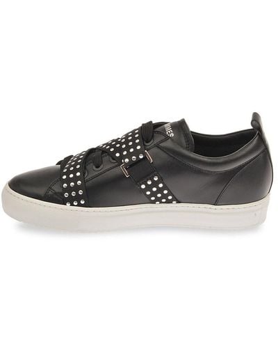 Les Hommes Studded Buckle Leather Sneakers - Black