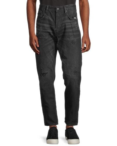 G-Star RAW Alum Relaxed Tapered-fit Distressed Jeans - Black