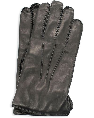 Portolano Handsewn Cashmere Lined Leather Gloves - Gray