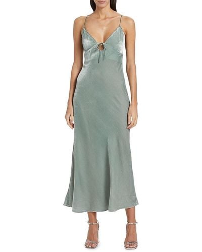 Susana Monaco Velvet Silk Blend Cutout Maxi Slip Dress - Green
