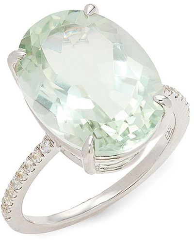 Effy ENY Sterling Silver, Green Amethyst & White Sapphire Ring